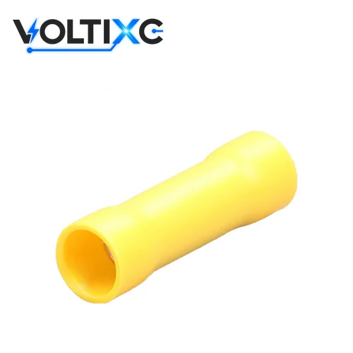 Insulated Butt Splices & Closed-End Connectors: BV series yellow vinyl-insulated butt splice