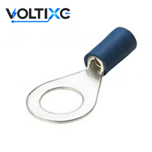 Insulated Ring Terminals: RV series blue vinyl-insulated ring terminal