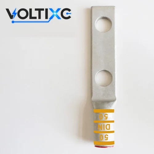 Two-Hole Compression Lugs, Copper & Aluminum: copper series two-hole compression lug with color-coded barrel